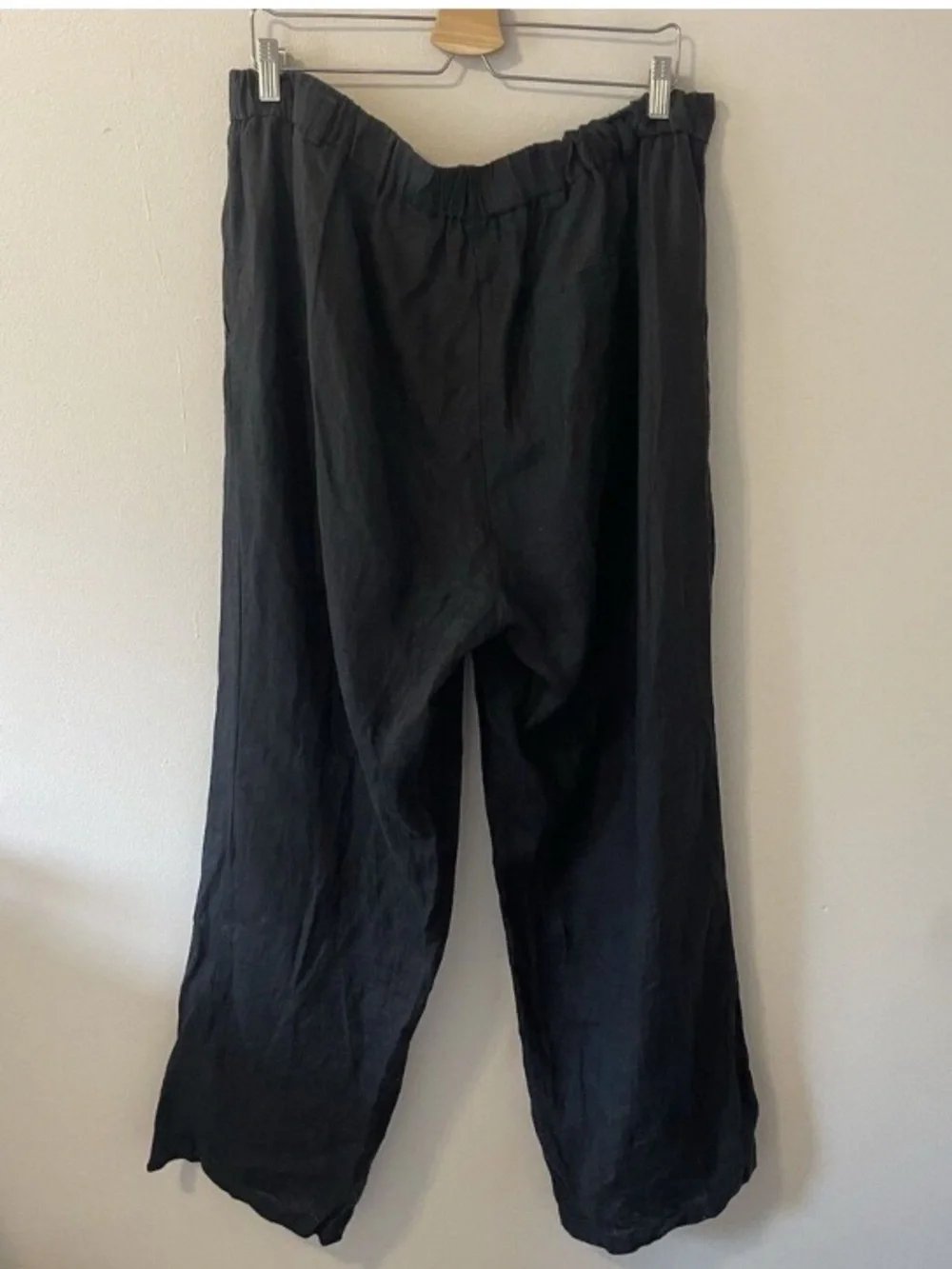Quince 100% European Linen Pleated Trouser Sz 16 Black Minimalist Pants